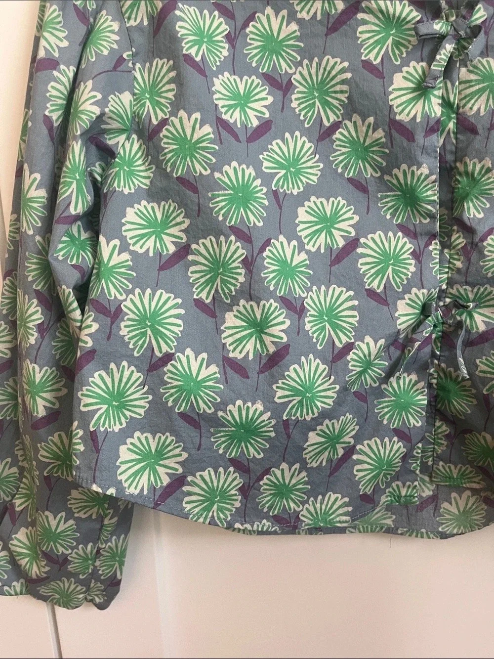 Zara Floral Blouse Green & Gray Girls 11-12Y Like New